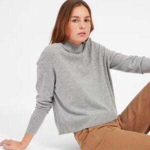 Everlane Heather Gray Women's Cropped Mock Neck Sweater Size Large
